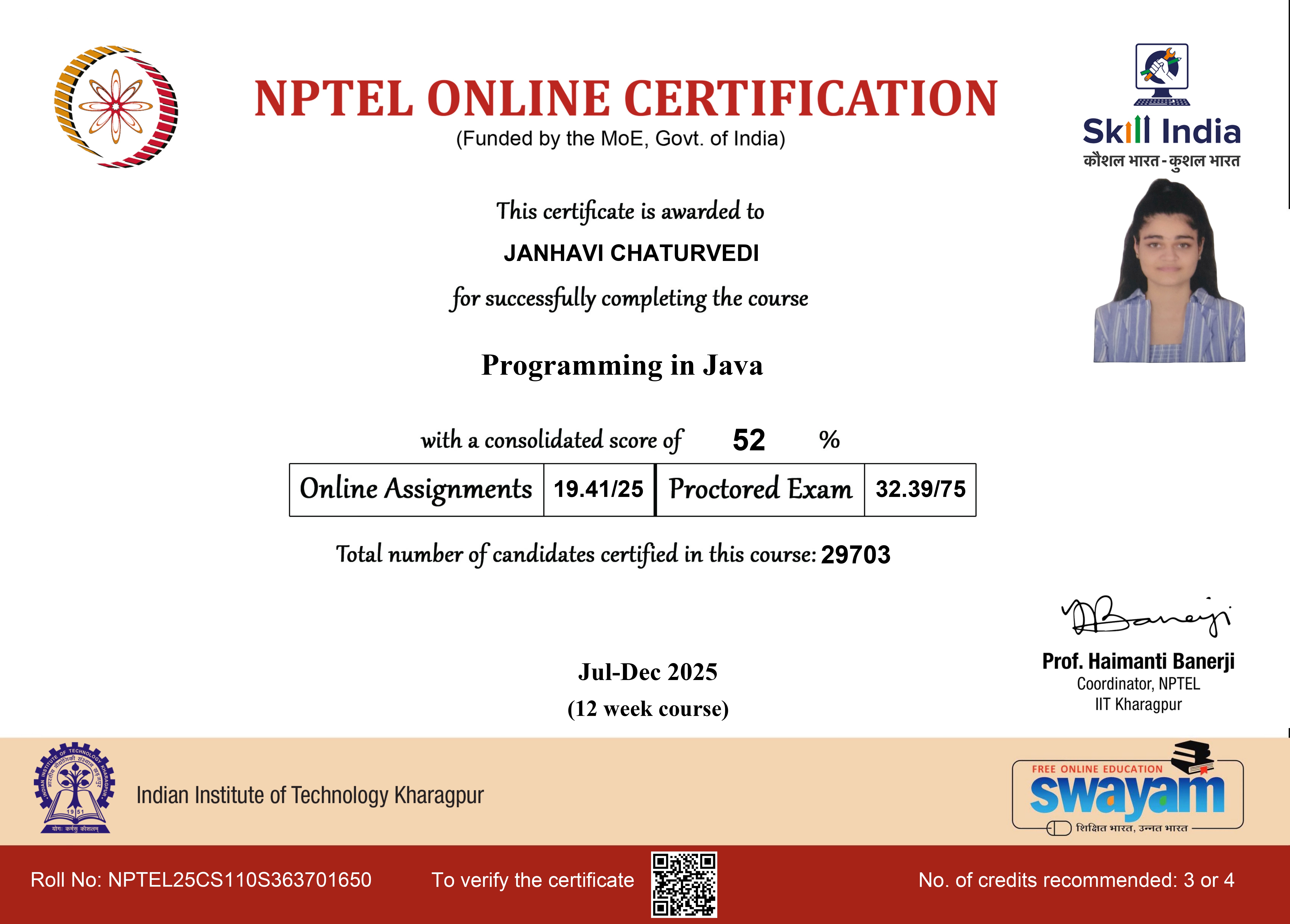 NPTEL Certificate